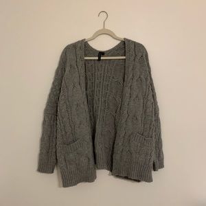 Gray Chunky Knit Cardigan